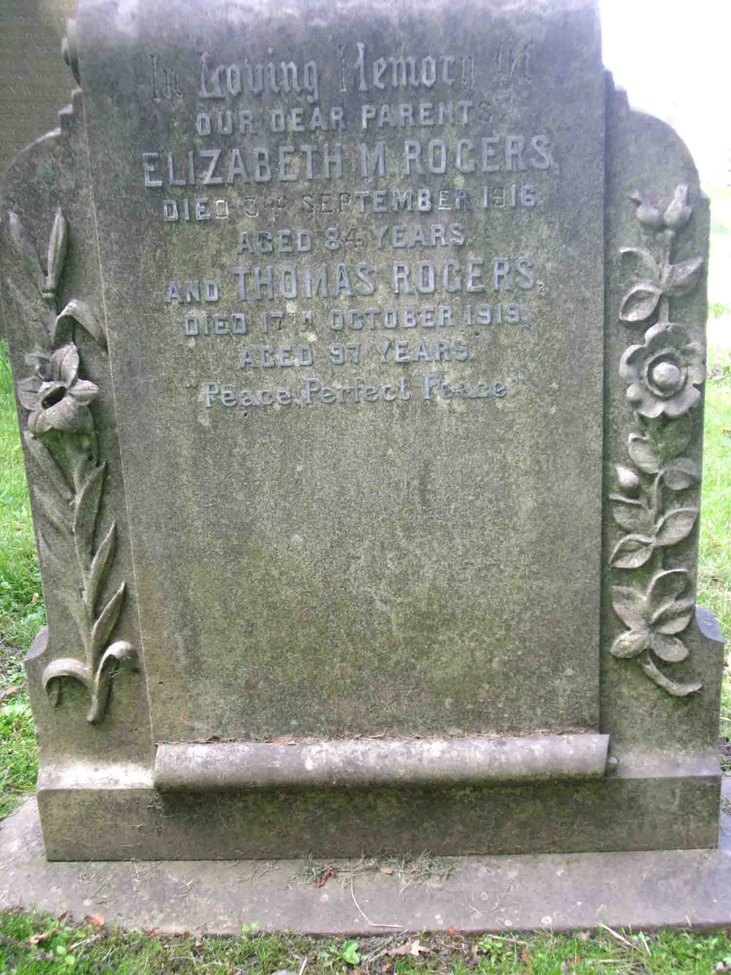 Rogers, Elizabeth M & Thomas (3 4)